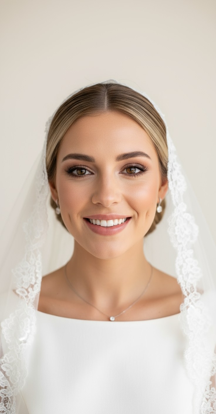 After Wedding Bun With Veil